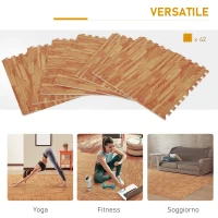 Homcom Tappeto Puzzle 42 Pezzi in EVA Effetto Legno Scuro 61.5x61.5cm(m-8)