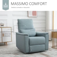 HOMCOM Poltrona Reclinabile Manuale con Extra Imbottitura, Inclinazione 150° con Poggiapiedi, 83x90x104cm Grigio-verde(m-5)