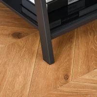 HOMCOM Scrivania per Camera e Ufficio con Scaffale 3 Ripiani, Scrivania Moderna in Vetro e Metallo, 126x45x86.7cm, Nero(m-9)