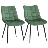 HOMCOM Set 2 Sedie Moderne Imbottite da Salotto e Soggiorno, Stile Nordico Rivestimento in Velluto, Verde, 46x58.5x85.5cm(m-4)