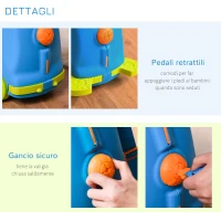 HOMCOM Valigia Cavalcabile Bimbi, Trolley per Bambini 3-6 Anni, Bagaglio a Mano per Aereo, Azzurro, 46x22x33.5cm(m-7)