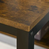 HOMCOM Bureau Design Industriel - 2 étagères - châssis métal Noir Grand Plateau Panneaux Particules Bicolore Noir et boisé(m-9)