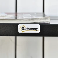Outsunny Set Mobile da Giardino con 2 Sedie Pieghevoli e Tavolo con Mensola Laterale in Metallo e Texteline, Marrone e Nero(m-8)