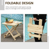 Outsunny Tavolo da Picnic in Legno, Tavolino da Giardino o da Esterno Pieghevole e Portatile, 50x50x51cm(m-6)