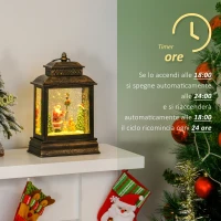 HOMCOM Decorazione Natalizia Lanterna con Babbo Natale, Giochi di Luce e Musica, Alimentazione USB, Bronzo(m-6)