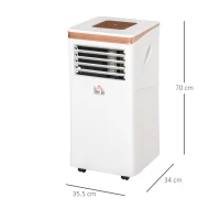 HOMCOM Condizionatore Portatile Deumidificatore con Telecomando, Timer 24h e 2 Velocità, 1010W Classe Energetica A, 9000BTU, 35.5x34x70cm Bianco(m-3)