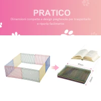 PawHut Box per Animali Modulabile 8 Pezzi, Recinto per Tartarughe Piccole, Criceti, 69x69x23cm Multicolore(m-5)