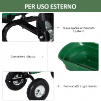 DURHAND Carrello Rimorchio a Mano da Giardino Portata 250kg 108×50×84 cm(m-6)