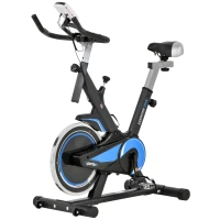 HOMCOM Vélo biking cardio vélo d'appartement écran LCD multifonction selle et guidon réglables volant inertie 10 Kg acier noir bleu(m-1)