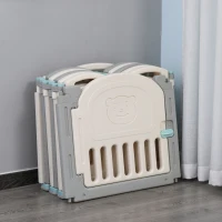 HOMCOM Recinto per Bambini +6 Mesi da 12 Pezzi con Struttura a Incastro, Serratura e Giochi, Grigio Bianco 108x133x58cm(m-4)