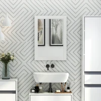 kleankin Specchio da Parete con Cornice in MDF e Vetro Argentato, Specchio Camera da Letto e Bagno, 52x1.9x72cm Bianco(m-4)