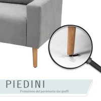 HOMCOM Divano 2 Posti Moderno in Stile Nordico con Schienale Trapuntato, in Poliestere e Legno, 145x76x88 cm, Grigio chiaro(m-7)