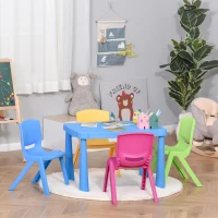 HOMCOM Sedie per Bambini fino 30kg, Set 4 Seggioline per Bambini Impilabili e Colorate per Interno Esterno, 36x38x56.5cm(m-2)