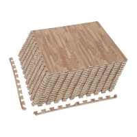 Homcom Tappeto Puzzle Antiscivolo Effetto Legno in EVA Set da 16 Pezzi da 60x60cm, Tappeto Fitness e Gioco(m-1)