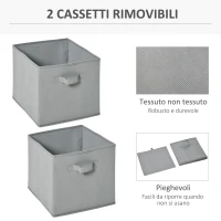 HOMCOM Mobile Libreria a 6 Cubi con 2 Cassetti in Tessuto, Arredamento Moderno da Ufficio, Salotto, Camera da Letto, Bianco e Grigio(m-6)