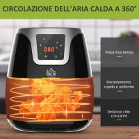 HOMCOM Friggitrice ad Aria Calda 3.5L, 7 Programmi, Temperatura Regolabile 80-200°C, 1500W, Friggitrice Senza Olio con Timer 60 minuti, Touchscreen(m-4)