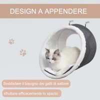 PawHut Amaca per Gatti Fino 4kg, Amaca da Termosifone e Amaca da Finestra per Gatti con Staffa Regolabile, Cuccia Morbida da Interno Grigia(m-4)