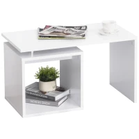 HomCom Moderno Tavolino da Salotto in Legno MDF, Bianco Opaco, 77x40x44cm(m-1)