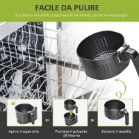 HOMCOM Friggitrice ad Aria Calda Temperatura Regolabile da 80-200°C, 1300W, Friggitrice Senza Olio da 4L con Timer 30 minuti, Spegnimento Automatico, Nero(m-6)