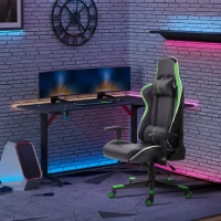 Vinsetto Poltrona da Gaming con Altezza Schienale Regolabile, Sedia Ufficio con Poggiatesta e Cuscino Lombare Nera e Verde(m-2)