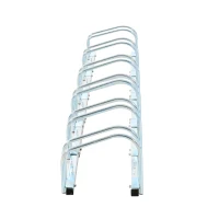 HOMCOM Rastrelliera Biciclette da Pavimento o Parete, Portabici da Terra per 6 Biciclette in Acciaio, Ruote Fino 55 mm, 179x33x27 cm, Argento(m-5)