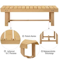 Outsunny Tuinbank 2-zits zitbank houten bank tuinmeubelen massief hout naturel 1,1 m(m-5)