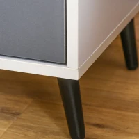 HOMCOM Mobiletto Basso Comodino con Cassetto e Mensola Rimovibile, Gambe in Metallo, per Casa Ufficio, Grigio e Bianco, 40x40x45cm(m-8)