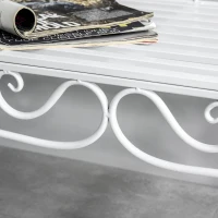 Outsunny Panchina in Metallo da Giardino, Panca da Giardino 2 Posti, 134x51x89cm - Bianco(m-10)