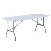 Outsunny Tavolo Pieghevole da Picnic Tavolino da Giardino Campeggio Portatile in PE 180x 74x 74cm Bianco(m-1)