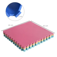 Homcom Tappeto Puzzle Antiscivolo Colorato in Schiuma EVA Set da 24 Pezzi da 61x61cm, Tappeto Fitness e Gioco(m-3)