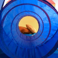 HOMCOM Tenda da Gioco 6in1 per 2-4 Bambini, Tunnel Pieghevole e Borsa di Trasporto, per Interno ed Esterno, 390x260x92cm(m-8)