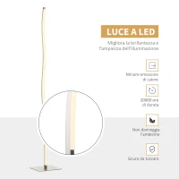 HOMCOM Lampada a Stelo, Lampada da Terra Design, Lampada Piantana con Luci a LED Bianco Caldo, 12W, Argento, 22x22x144cm(m-5)