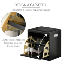 HOMCOM Pouf Portascarpe con Cassetto, Scarpiera Salvaspazio con Seduta Imbottita(m-5)