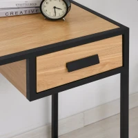 HOMCOM Scrivania Moderna Salvaspazio dal Design Industriale con 1 Cassetto, in Legno e Metallo, per Camera/Ufficio, 110x45x76cm(m-6)