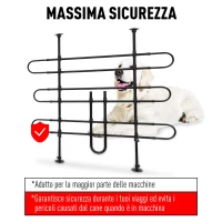 PawHut Rete Divisorio Regolabile per Auto, Dimensioni Universali, per Cani e Animali Domestici, in Metallo e PVC, Nero, 85-150 x 85-128cm(m-5)