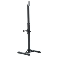 HOMCOM Rack Palestra Regolabile in Altezza su 12 Livelli, Rack Squat in Acciaio, Supporto Bilanciere Max 150KG, 52x48x108-163 cm, Nero(m-11)