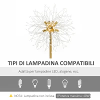 HOMCOM Lampada da Terra Moderna a Stelo con Piantana e Paralume con Cristalli, 8 Punti Luce 40W, Ф40x160cm, Oro e Nero(m-6)
