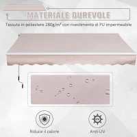Outsunny Tenda da Sole a Bracci 3x2m Avvolgibile Manuale in Poliestere Beige(m-6)