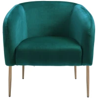 HOMCOM Poltrona da Cocktail in Velluto, Arredamento Moderno per Soggiorno, Camera e Ufficio, 75x74x76cm, Verde(m-4)
