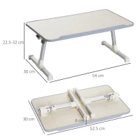 HOMCOM Tavolino da Letto per PC Colazione Regolabile Pieghevole Portatile Alluminio e Legno 54 × 30 × 22.5-32cm(m-3)