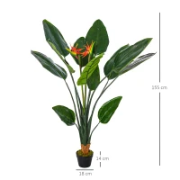 HOMCOM Pianta Artificiale in Vaso, Strelitzia Reginae Sintetica da Arredo, Pianta Finta Uccello del Paradiso, Ф18 x 155cm(m-3)