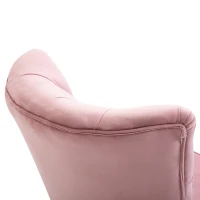 Homcom Poltroncina in Velluto Rosa con Gambe in Legno e Schienale Trapuntato(m-7)