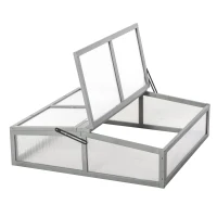 Outsunny Mini Serra in Legno e Policarbonato, Serra Piccola da Balcone o da Giardino, Grigia 90x92x28cm(m-1)