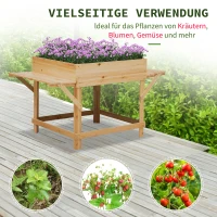 Outsunny Verhoogd bed gemaakt van hout plantenbak voor de tuin met aflegvlak bloembed naturel(m-7)