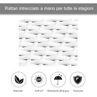 Outsunny Set 2 Sdraio da Giardino Cuscino Imbottito Regolabile su 6 Livelli in Rattan 196 x 65 x 22 cm, Bianco(m-6)
