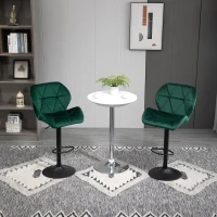 HOMCOM Set 2 Sgabelli da Bar, Altezza Regolabile con Base in Metallo e Seduta in Velluto, Sgabelli Moderni con Schienale e Poggiapiedi, 46x48x83-104cm, Verde(m-2)