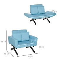 HOMCOM Divano Letto 2 Posti con Letto Singolo, Arredamento Moderno per Soggiorno e Ufficio, 87x69x69cm, Blu(m-3)
