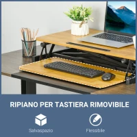 Vinsetto Supporto per Monitor Regolabile, Supporto per Monitor PC da Scrivania con Ripiano Tastiera e Slot per Tablet in Legno e Acciaio(m-6)