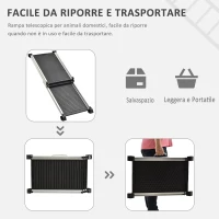 PawHut Rampa Pieghevole e Antiscivolo Auto per Cani fino a 100kg Nera(m-5)