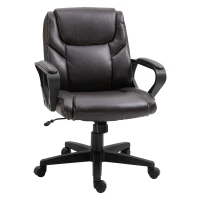 Vinsetto Sedia da Ufficio con Funzione Dondolio in Similpelle Marrone con Altezza Regolabile, Design Elegante ed Ergonomico, 62x62x90-99.5cm(m-1)